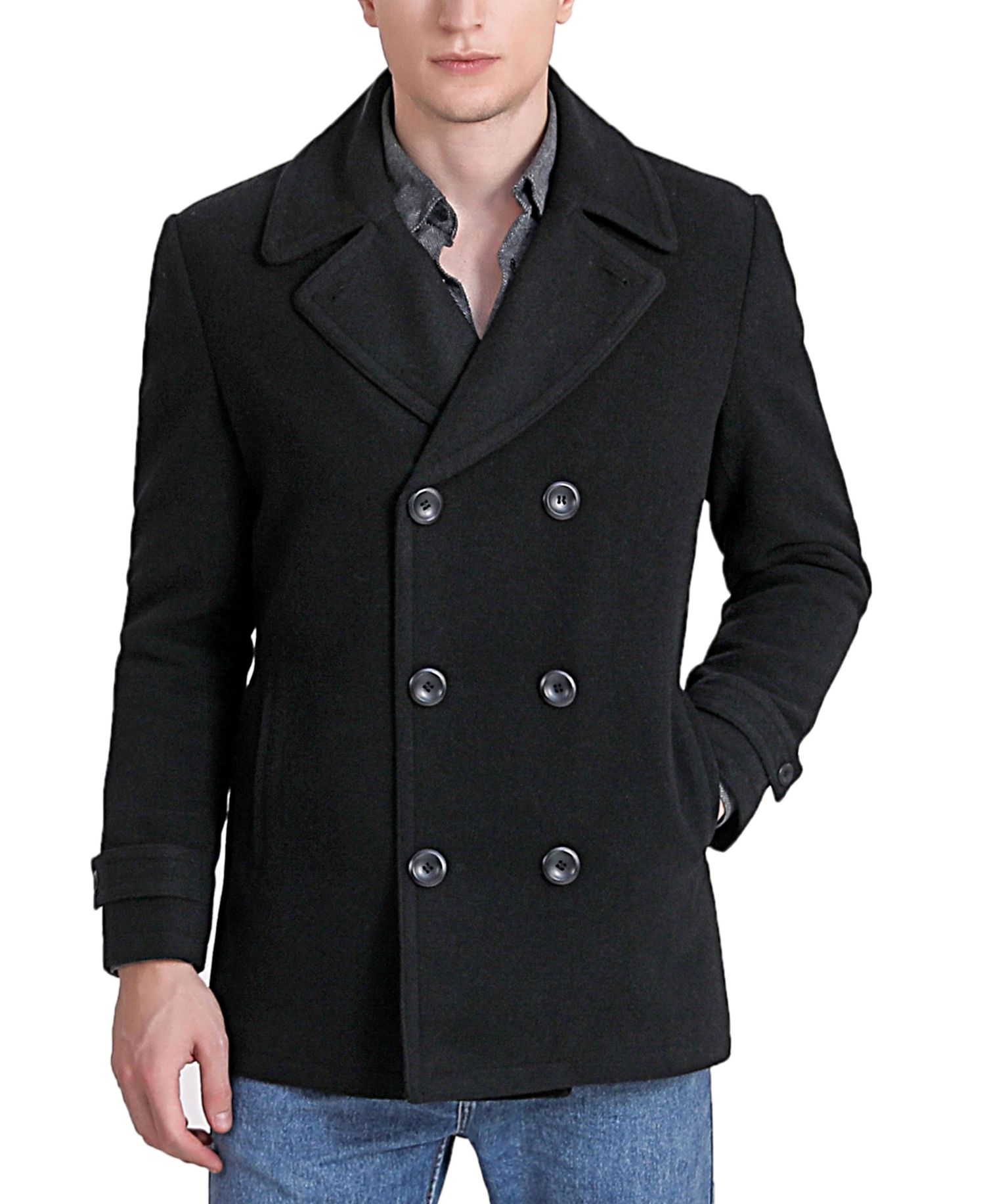 Men Wool Blend Pea Coat