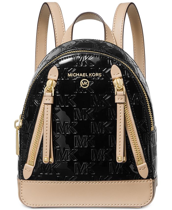 Brooklyn Logo Embossed Patent Extra Small Convertible Crossbody Backpack