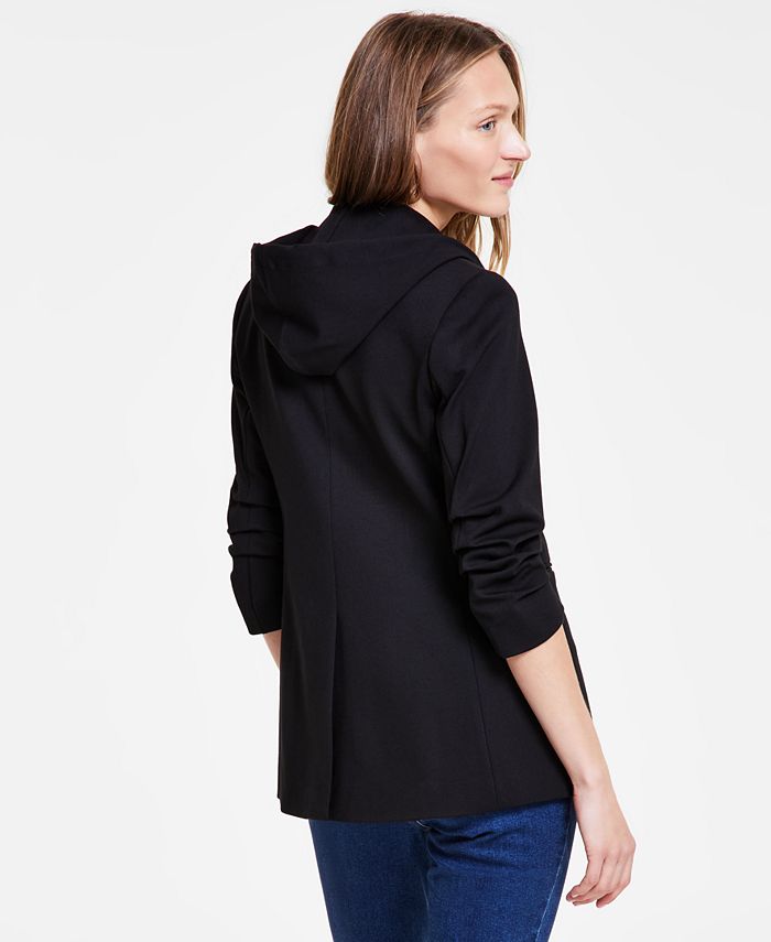 Anne Klein Women's Detachable Hooded Notch-Collar Compression Jacket ...