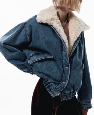 MANGO Women's Faux Shearling Bomber Jacket - Macy's