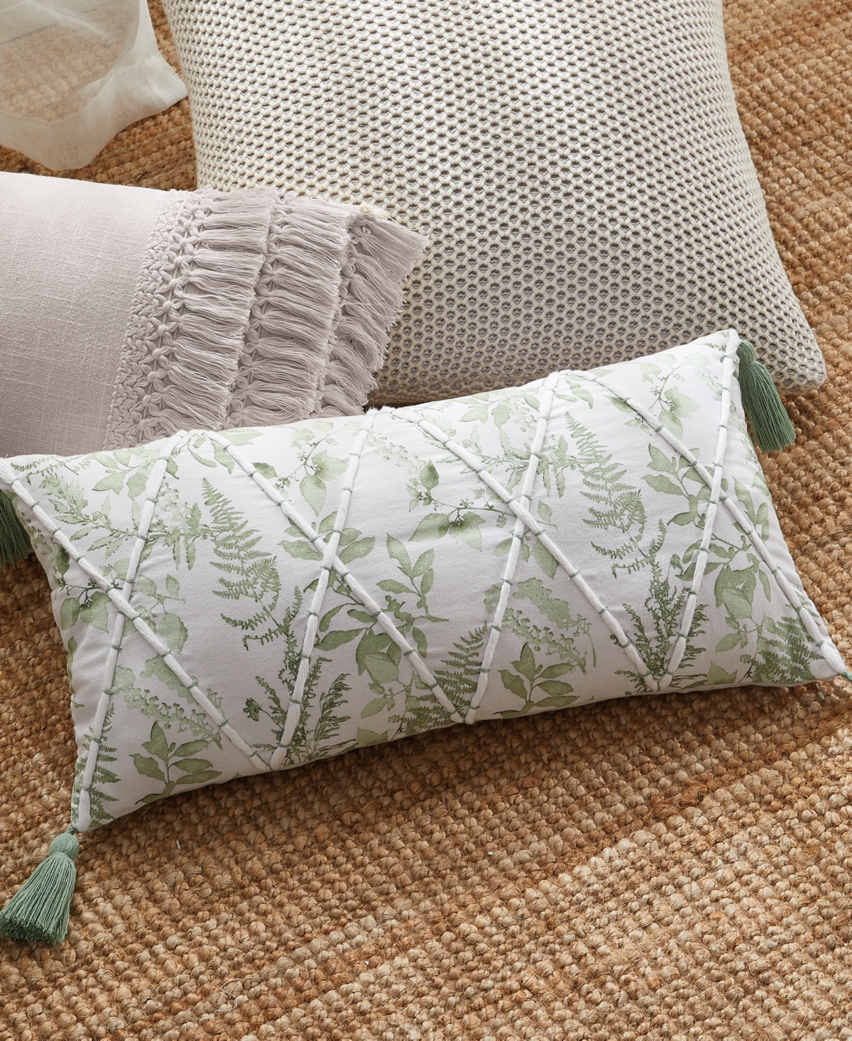 Chf Works Botanical Fern Decorative Pillow, 11" X 22" In Sage