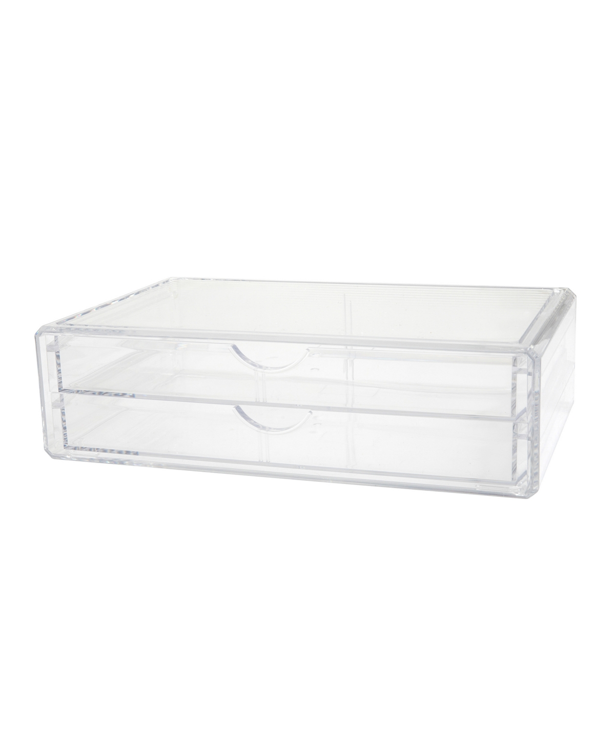 Martha Stewart Brody Plastic Stackable Office Desktop Organizer Box With 2 Drawers, 12.75" X 7.75" In Clear