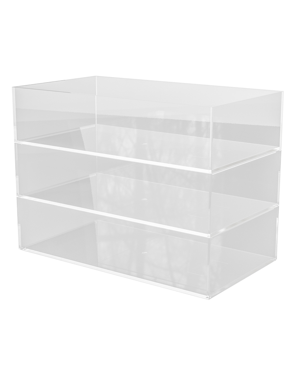 Martha Stewart Brody 3 Pack Stack And Slide Plastic Tray Office Desktop Organizer, 3" X 7.5" In Clear