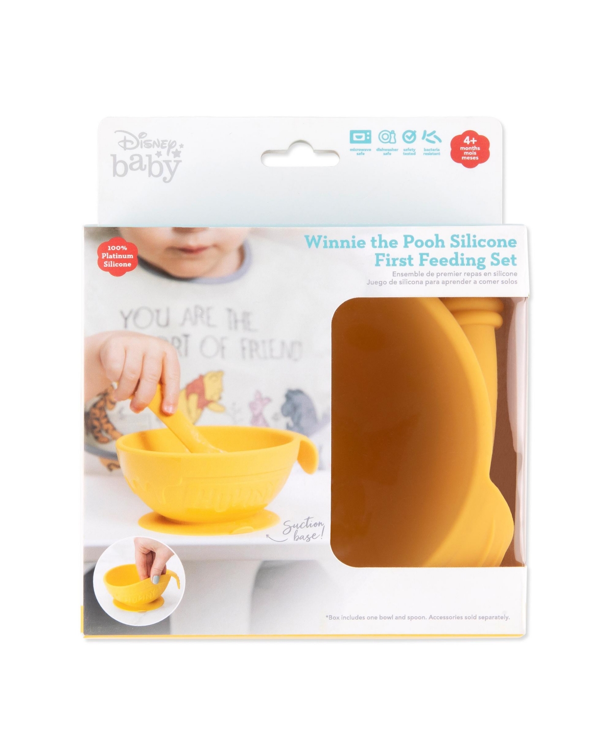 Bumkins Disney Baby Boys and Girls Silicone First Feeding Set with Spoon