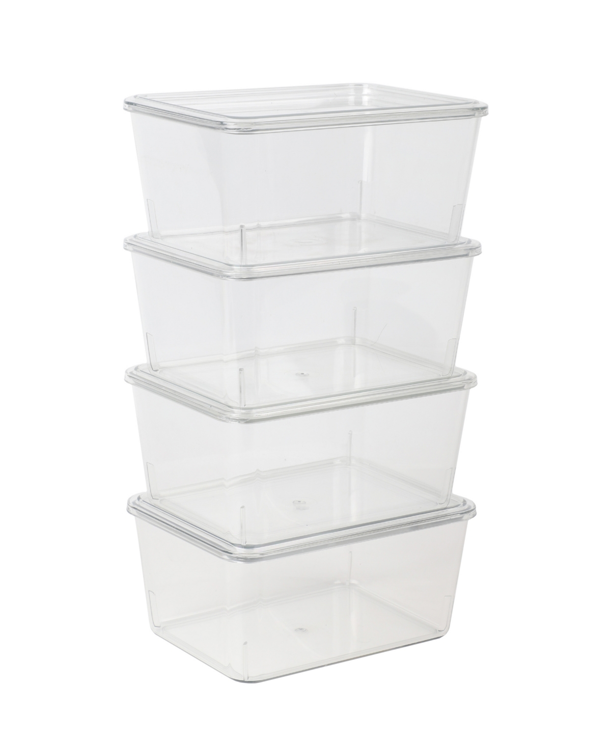 Martha Stewart Brody 4 Pack Stackable Plastic Storage Box With Lids Office Desktop Organizers, 6.75" X 5" In Clear