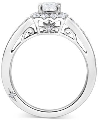 Diamond Princess-Cut Halo Engagement Ring (1 ct. t.w.) in 18k White Gold