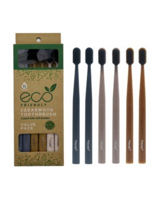 100% Eco-friendly Cedarwood Toothbrushes (6 Pack) & Portable UV Toothbrush Sanitizer
