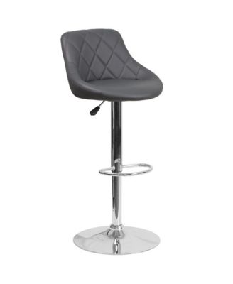 Bucket Seat Adjustable Height Barstool With Diamond Pattern Back
