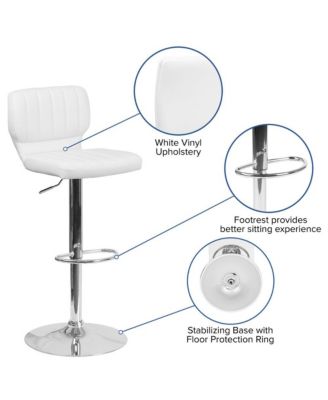 Vertical Stitch Back Swivel Adjustable Height Barstool