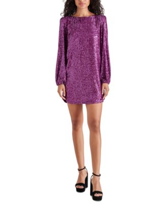Steve Madden - Women's Delorean Sparkling Puff-Sleeve Mini Dress