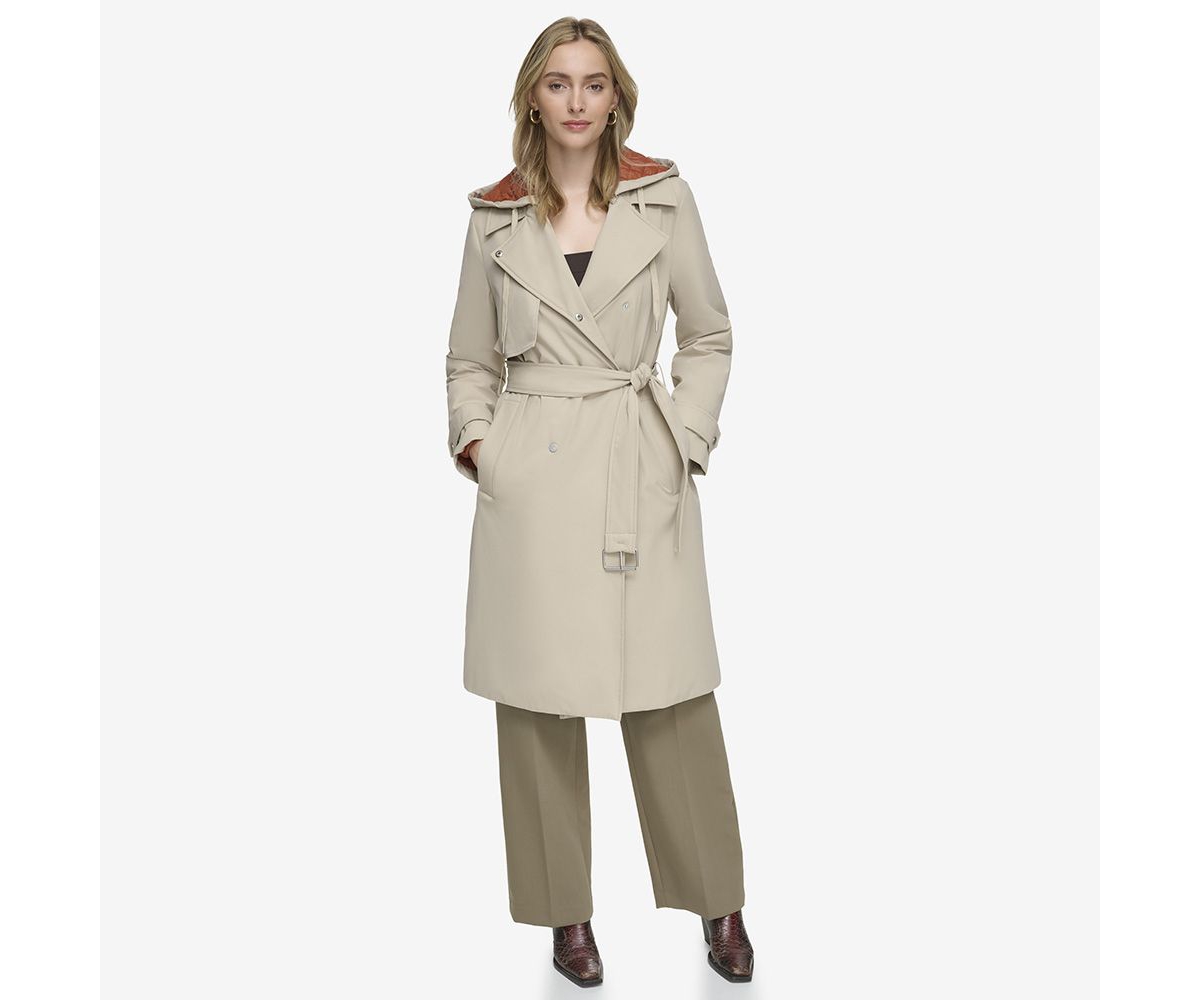 ANDREW MARC WOMEN'S EVESHAM MIXED MEDIA INSULATED TRENCH COAT