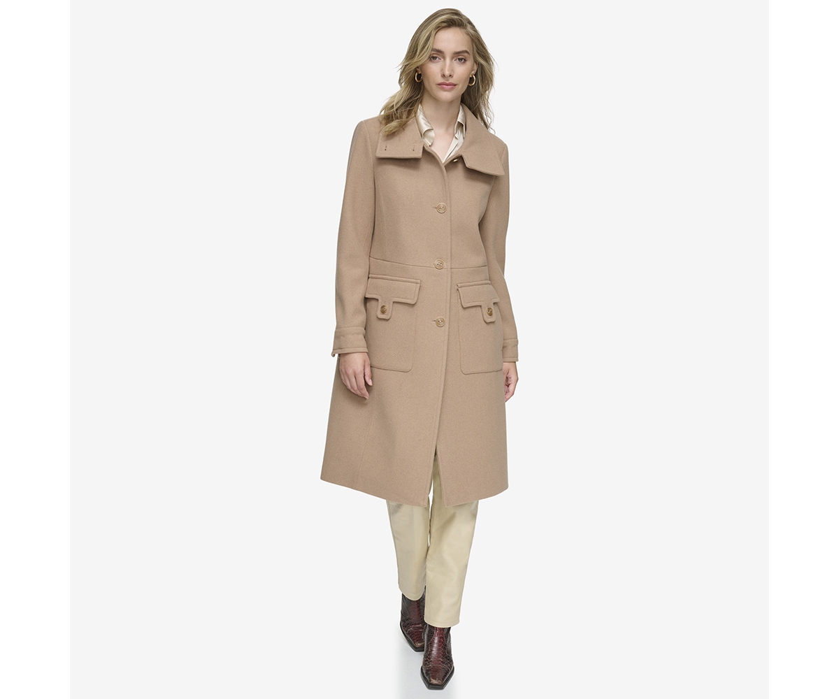 Andrew Marc Almedia Wool Blend Twill Coat In Camel