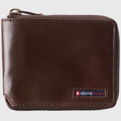 Men's Logan Zipper Bifold Wallet | All-Around Zip Closure | 13 Card Slots 2 Bill Sections | RFID Protected Premium Leather | Gift Box