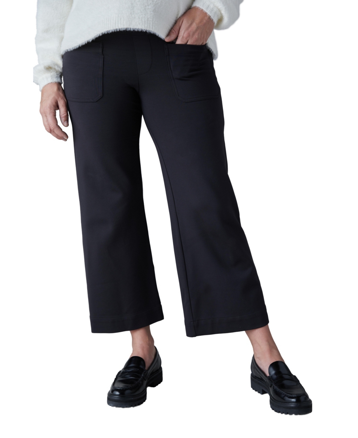 Ingrid & Isabel Wide Leg Ankle Maternity Trousers In Black Onyx