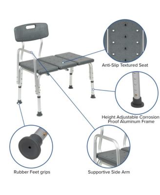 300 Lb. Capacity Adjustable Bath & Shower Medical Transfer Bench Chair