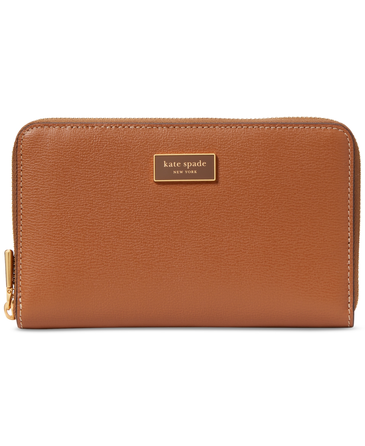 Kate Spade Katy Textured Leather Zip Around Wallet In Allspice Cake