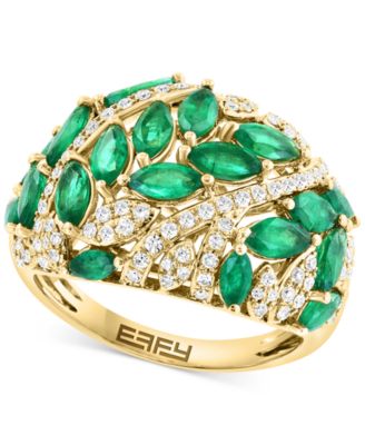 EFFY Collection - Emerald (2-1/5 ct. t.w.) & Diamond (3/8 ct. t.w.) Cluster Ring in 14k Gold