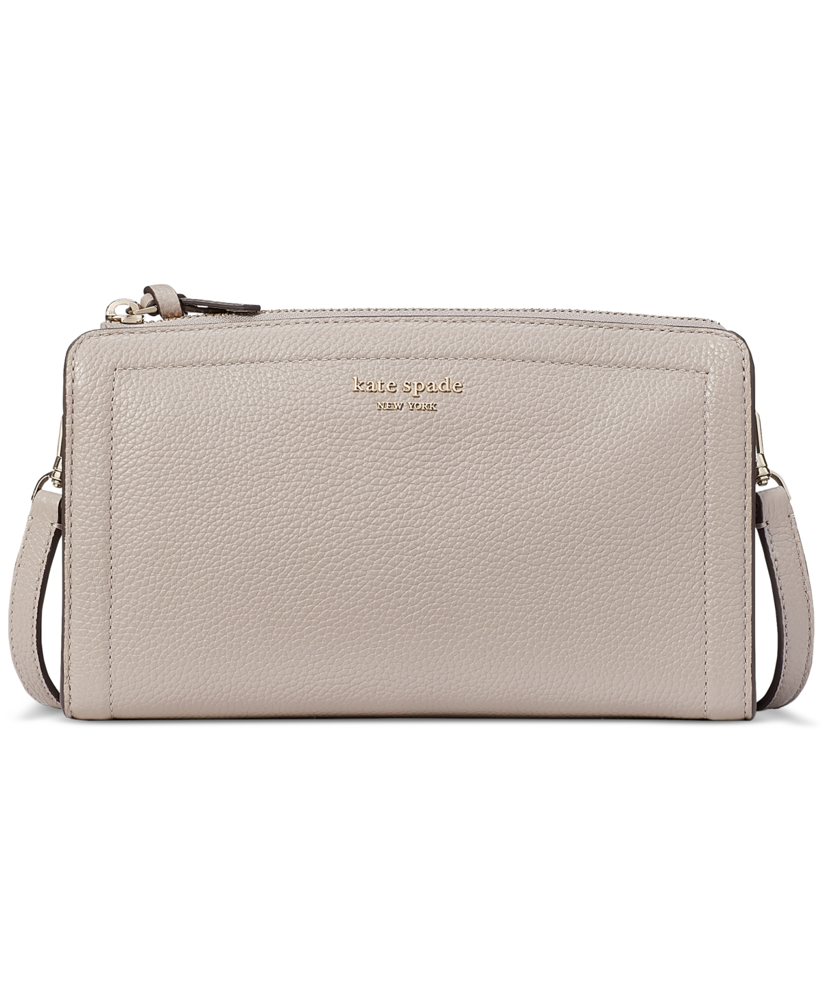Shop Kate Spade Knott Pebbled Leather Crossbody In Warm Taupe