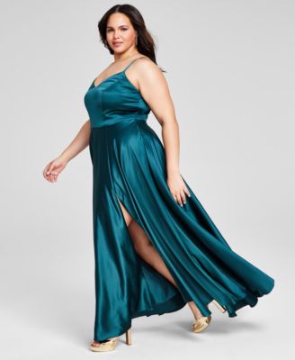 B Darlin Trendy Plus Size Satin Sleeveless Gown - Macy's