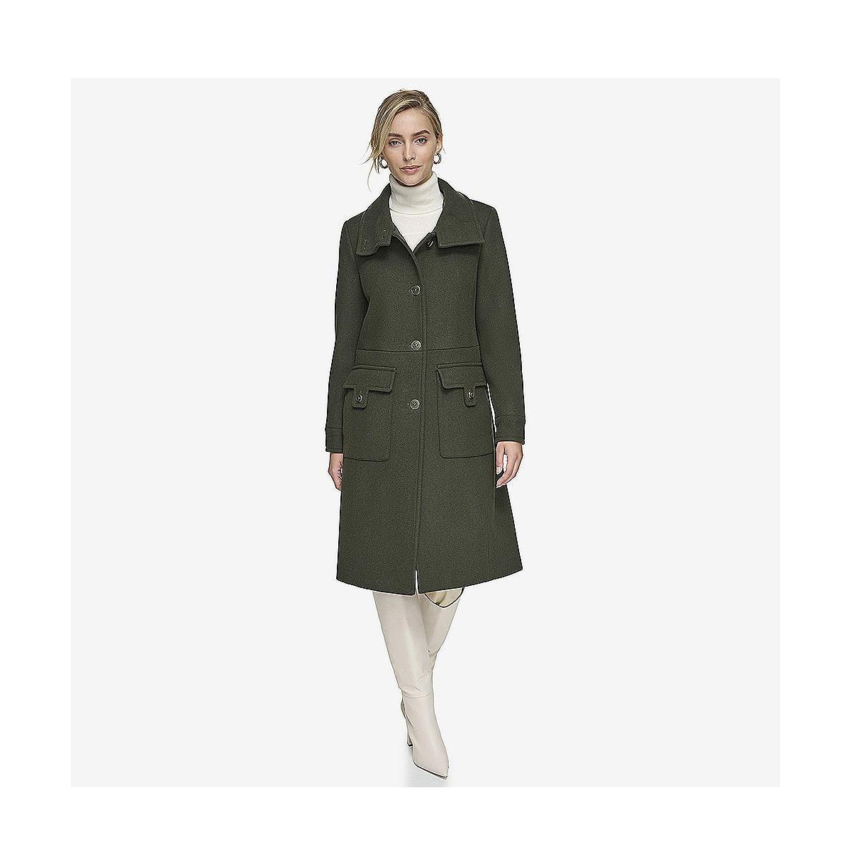 Andrew Marc Almedia Wool Blend Twill Coat In Rosemary