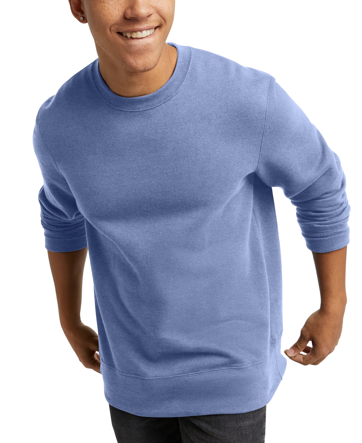 Alternative Apparel Hanes Original Men's Fleece Sweatshirt In Deep Forte Blue Pe Heather