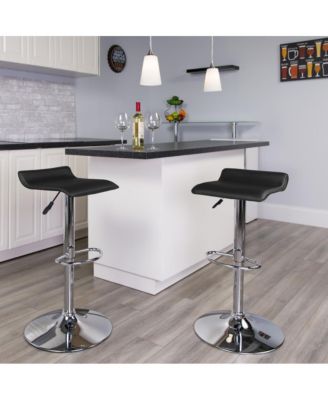 Solid Wave Seat Vinyl Adjustable Height Barstool With Chrome Base