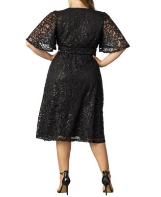 Women's Plus Size Starry Sequined Lace Cocktail Dress