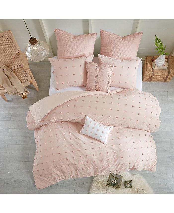 Gracie Mills Mikel Chenille Dot Cotton Jacquard Comforter Set with Euro