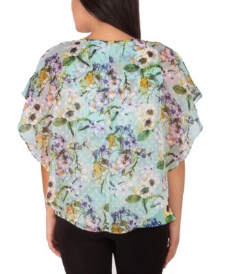 Petite Poncho Top with Keyhole Neckline