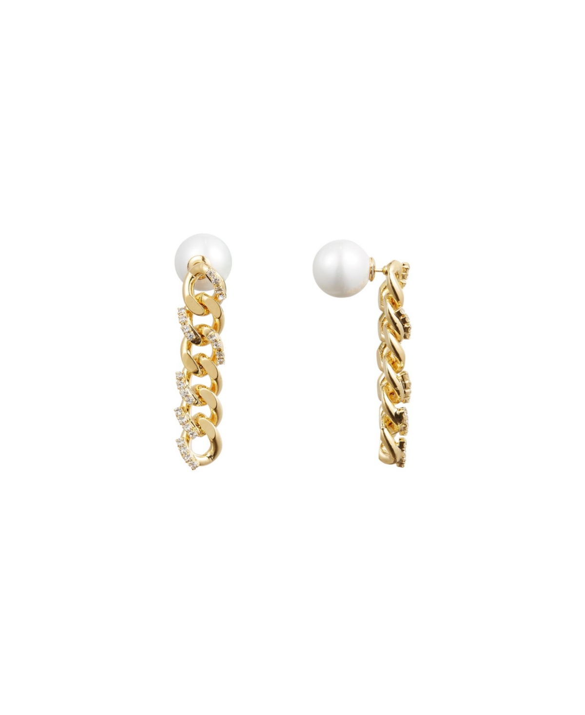 Rhinestone Chain Earrings - Gold
