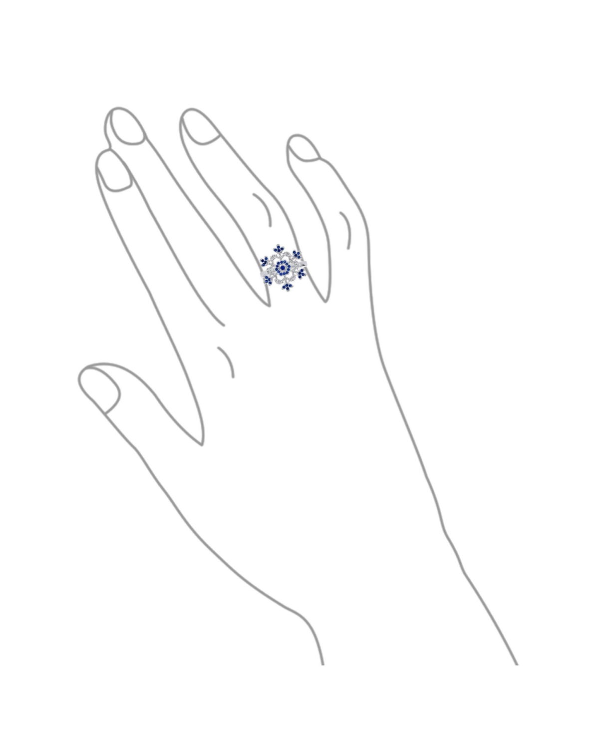 Bling Jewelry Winter Holiday Christmas Statement 2 ToneClear Cubic Zirconia Flower Snowflake Cz Ring Cocktail For Women Sterling Silver - Blue