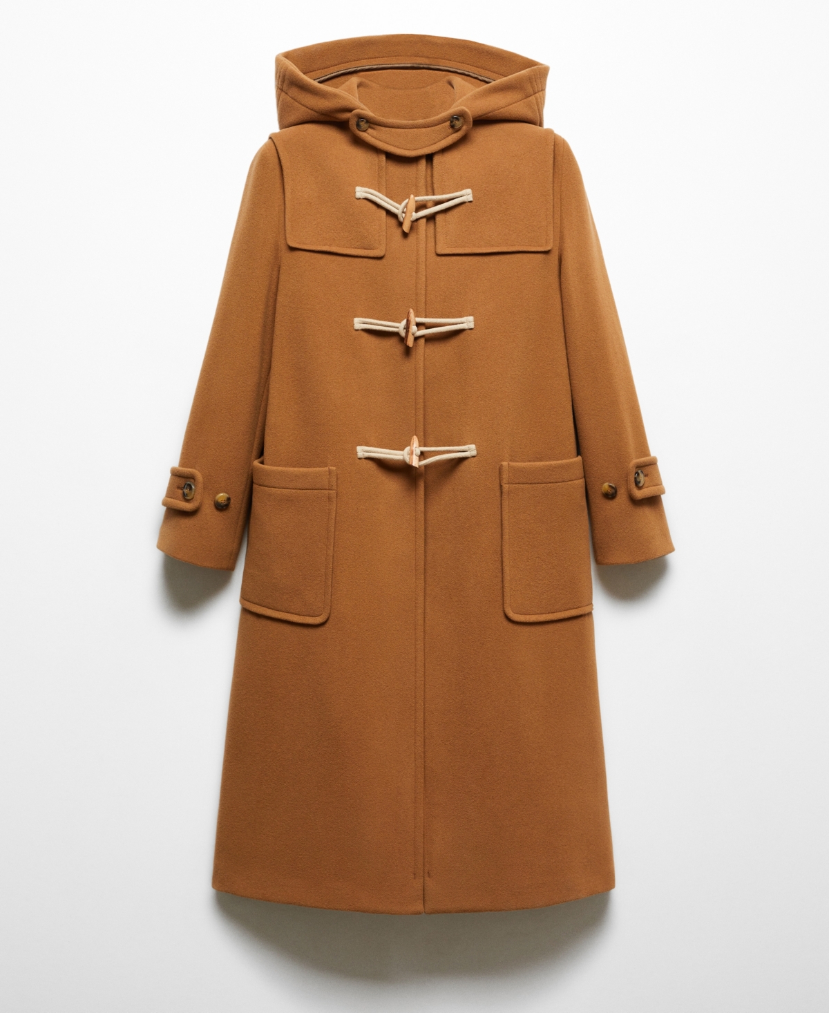 Mango Hood Wool-blend Duffle Coat Medium Brown In Medium Brown