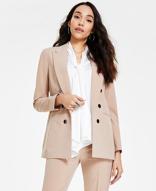 alfani Bar III Women's Faux Double-Breasted Boyfriend Jacket Created for Macy's Women's Fashion Shoes & Accessories