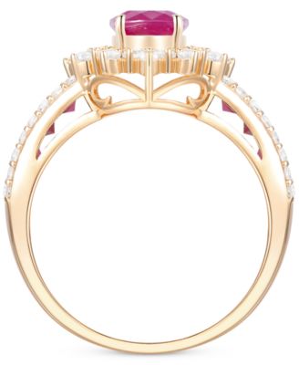 Sapphire (2-1/3 ct. t.w) and Diamond (3/4 ct. t.w.) Ring in 14k White Gold (Also Available in Ruby and Emerald)