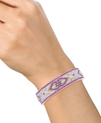Sterling Silver Bracelet, Sapphire (3-3/4 ct. t.w.) and Diamond (1/4 ct. t.w.) Heart Bangle (Also Available in Ruby)