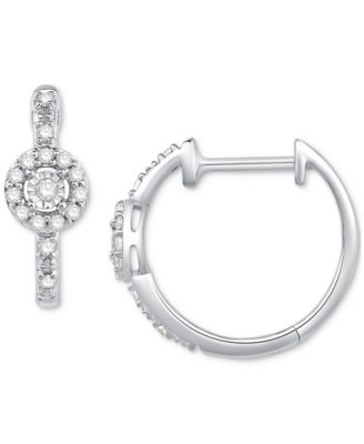 Diamond Halo Small Hoop Earrings (1/6 ct. t.w.) in 10k White Gold