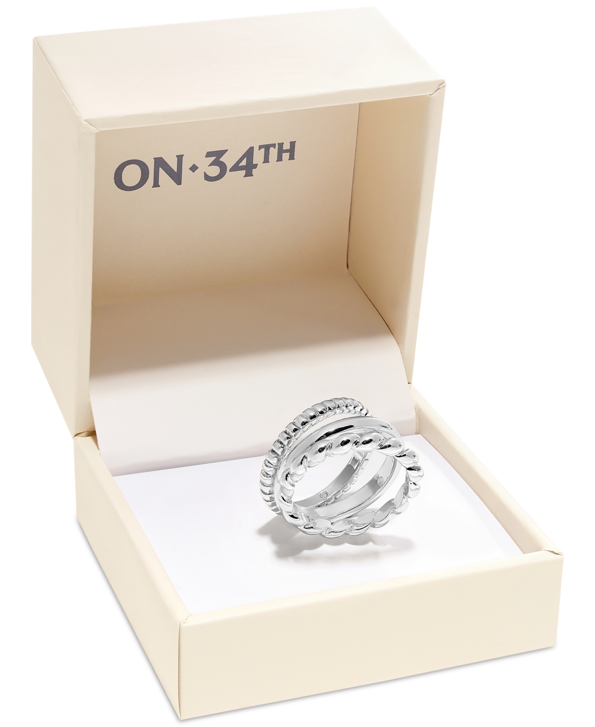 ON 34TH SILVER-TONE 3-PC. SET TWIST STACK RINGS, EXCLUSIVELY AT MACY'S 