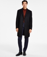 Michael Kors Men's Classic Fit Luxury Wool Cashmere Blend Overcoats - Black