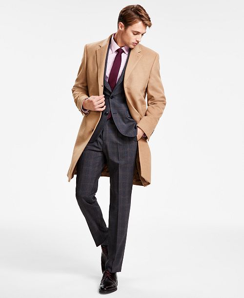 alfani Michael Kors Men's Classic Fit Luxury Wool Cashmere Blend Overcoats Men's Fashion & Accessories