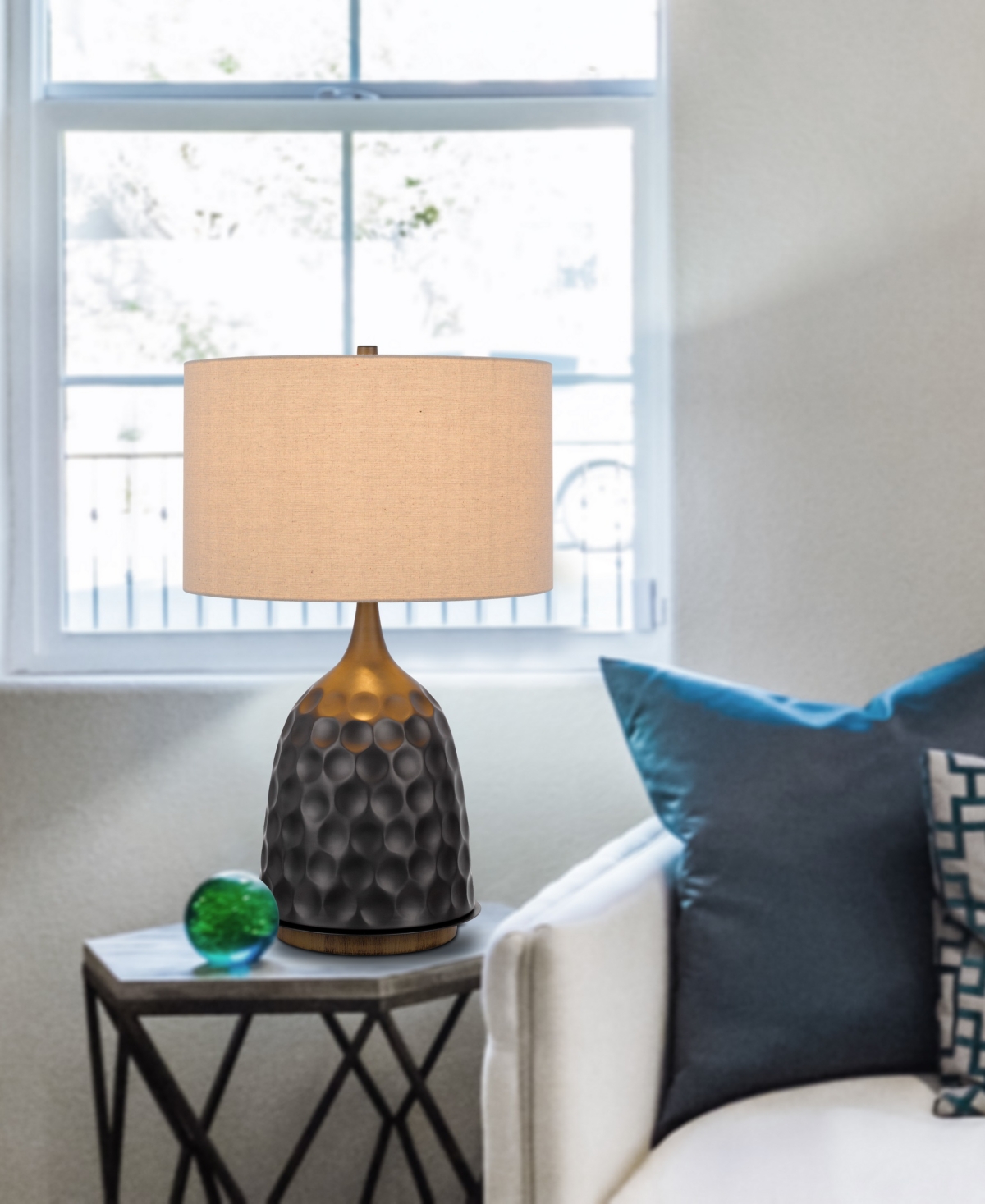 Cal Lighting 29" Height Metal Table Lamp In Charcoal Gray