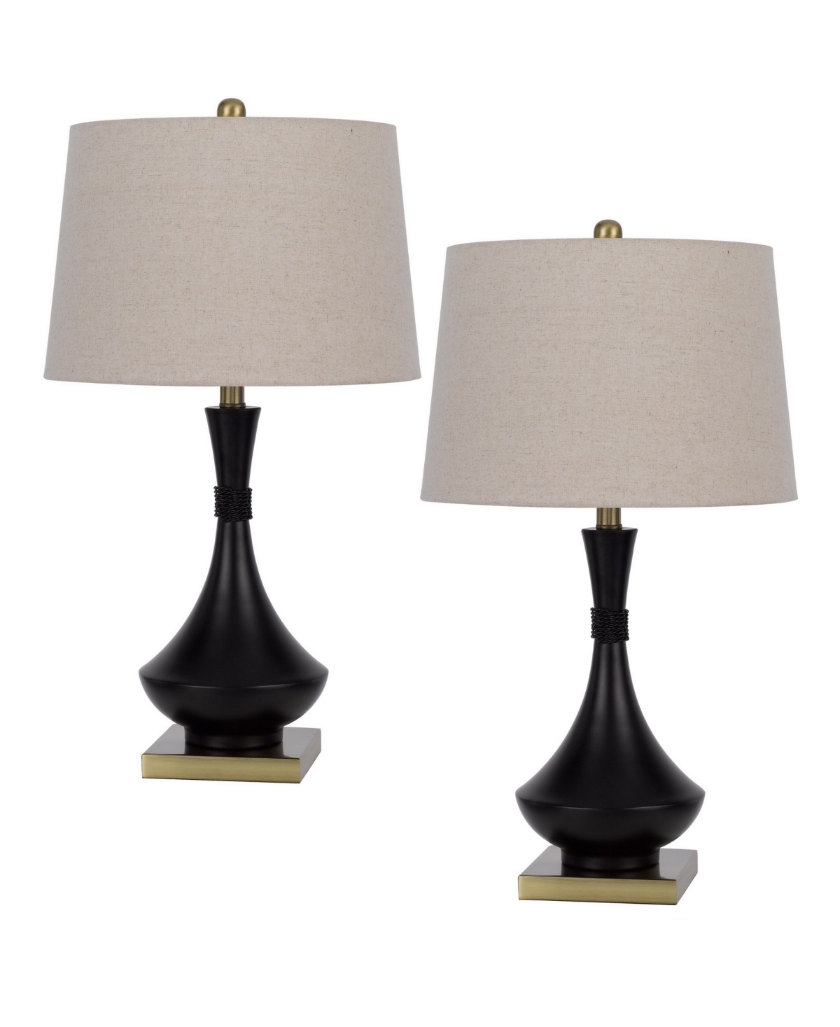 Cal Lighting 26.5" Height Metal Table Lamp Set In Black,antique Brass