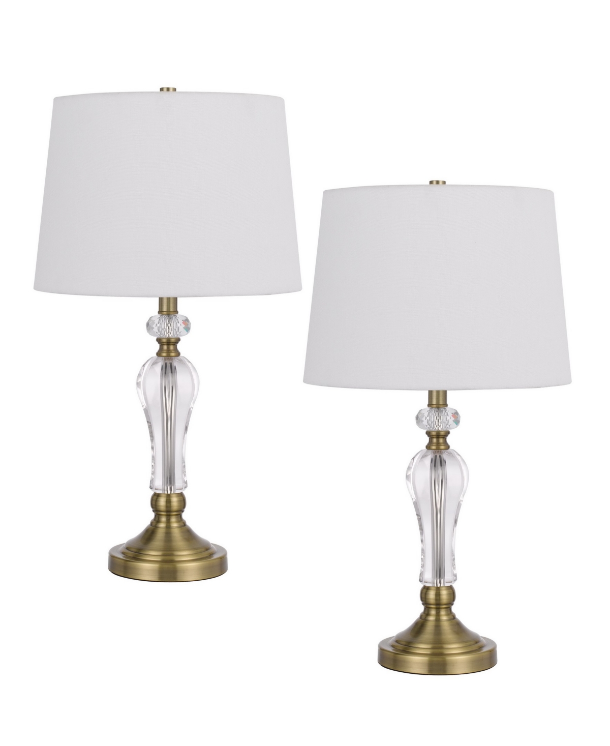Cal Lighting 25" Height Metal Table Lamp Set In Antique Brass