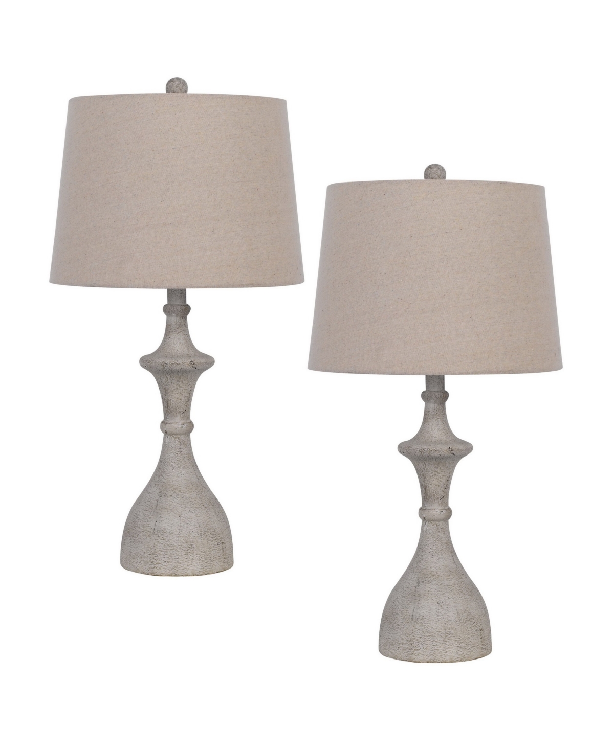 Cal Lighting 27" Height Resin Table Lamp Set In White Washed