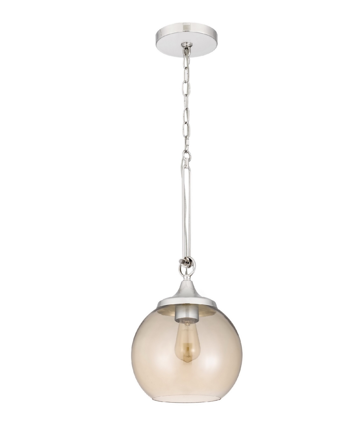 Cal Lighting 24" Height Metal Pendant With Smoke Glass Shade In Chrome