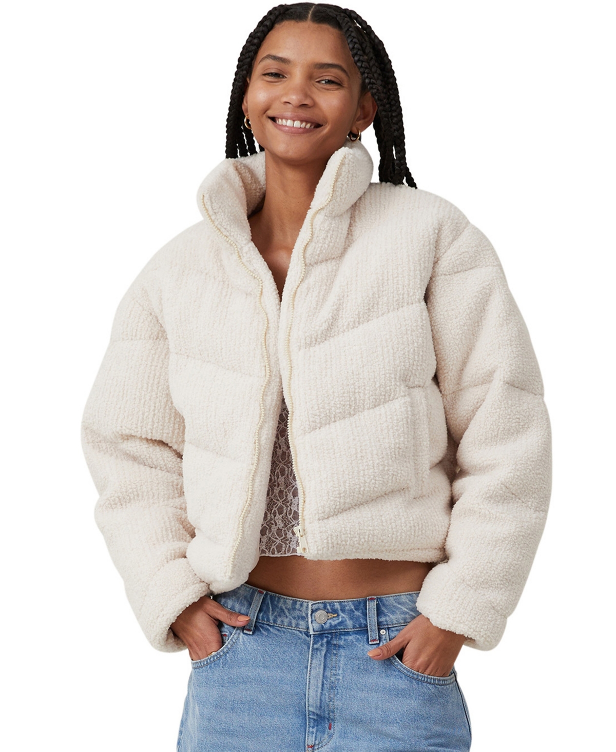 Cotton On Women's Teddy Bomber Jacket In Ivory