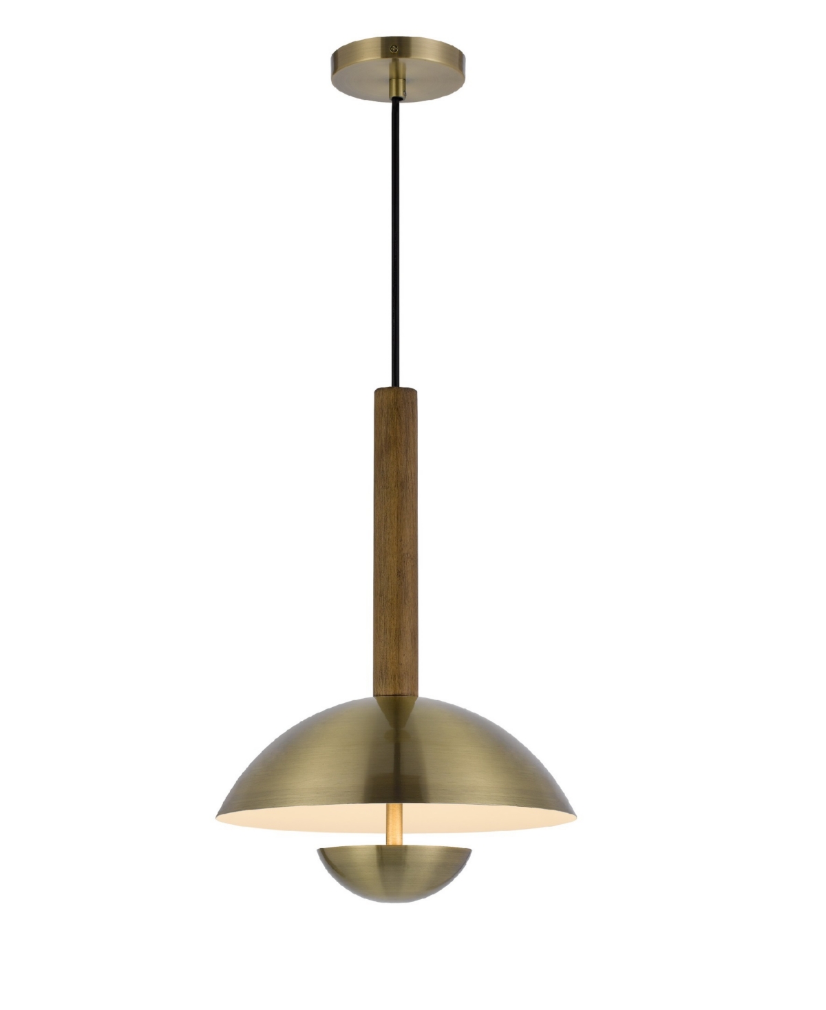 Cal Lighting Lakeland 16.5" Height Metal Pendant In Antique Brass,wood