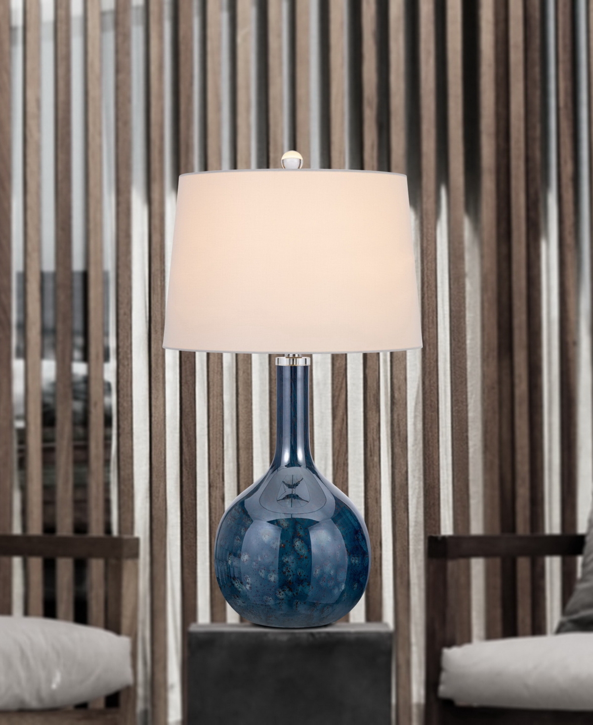 Cal Lighting Kemi 29" Height Glass Table Lamp Set In Antique Blue Luster