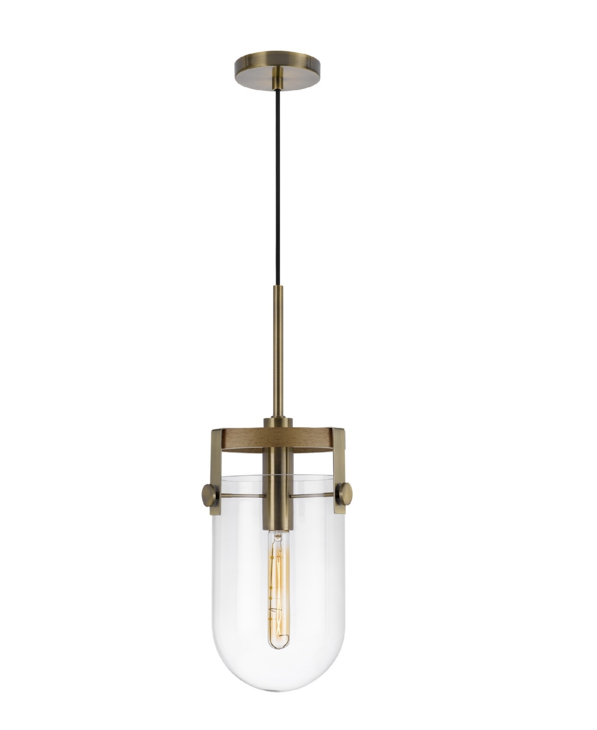 Cal Lighting Stovall 1 Light 21" Height Metal Pendant In Antique Brass,oak