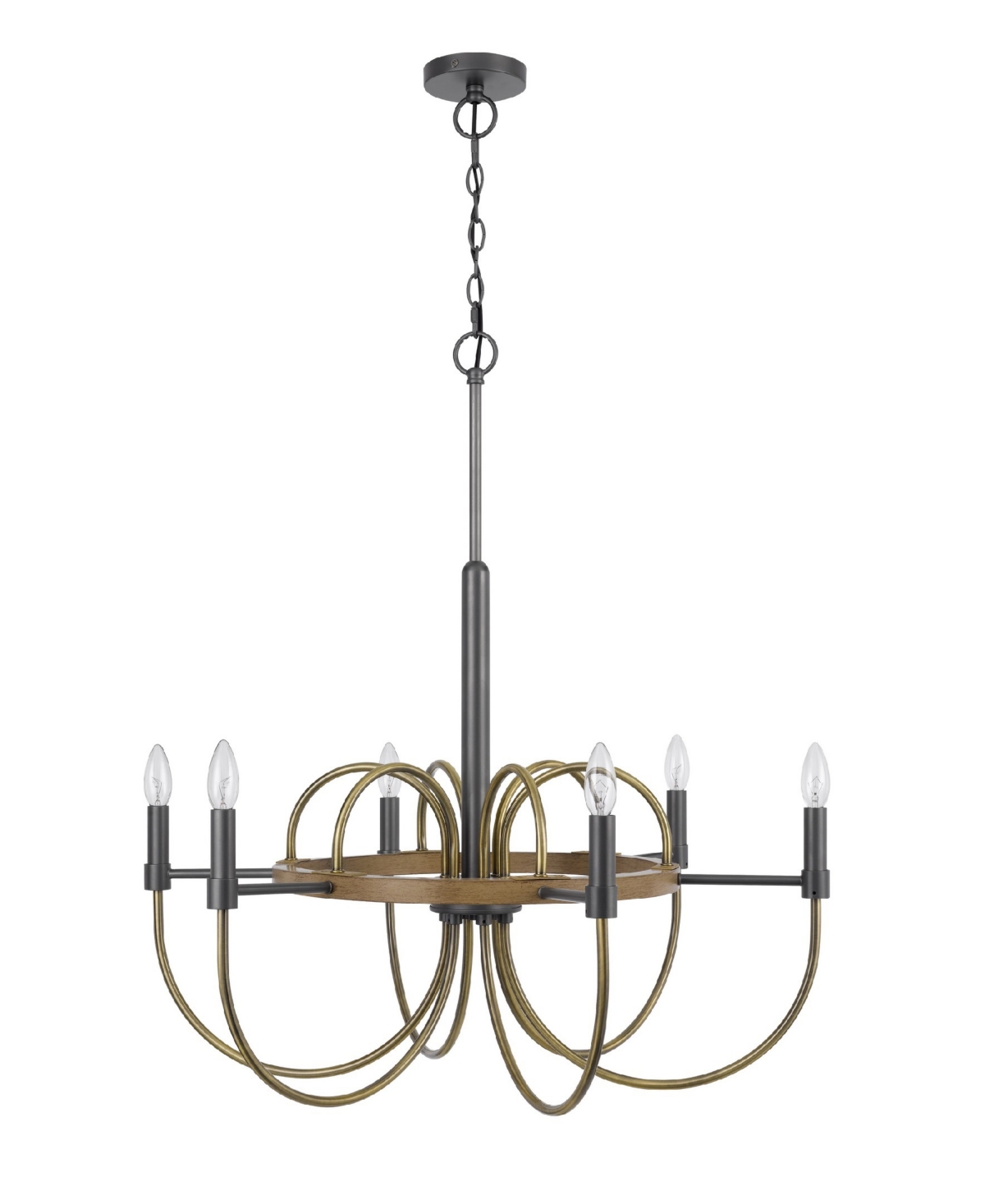 Shop Cal Lighting Seagrove 6 Light 31" Height Metal Chandelier In Antique Brass,charcoal Gray,wood