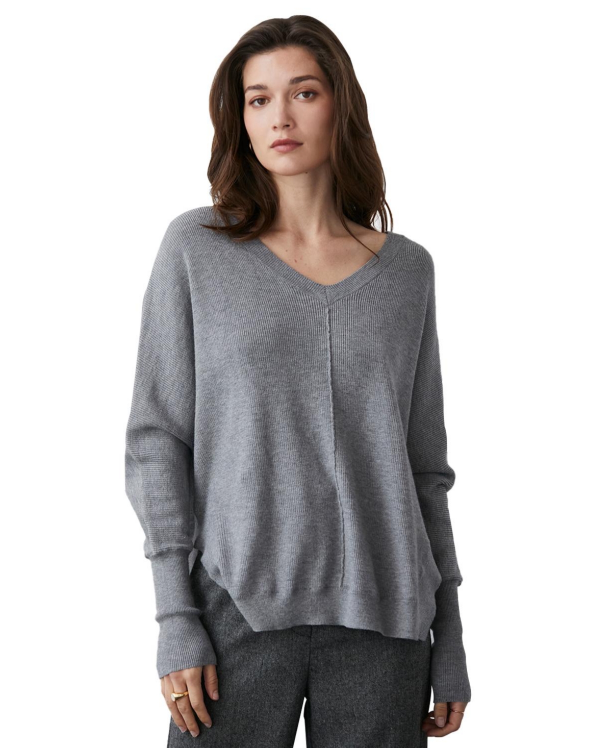 Women's Monica Dolman Sweater Top - Grey + heather grey